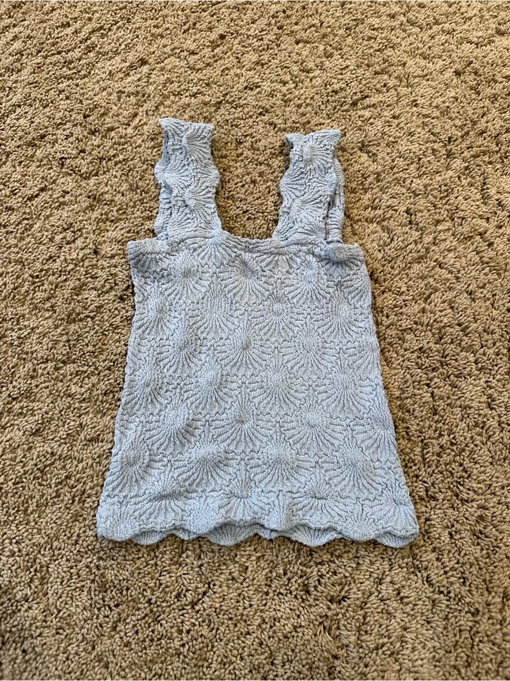 Light Blue Textured Knit Tank Top